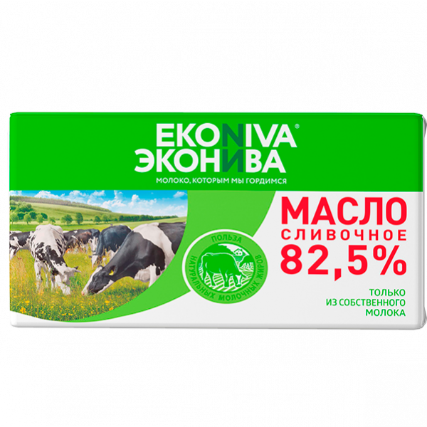 Масло сливочное 82,5% 180 гр  Эконива Спутник Калуга