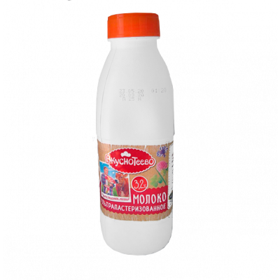 Молоко 3,2%  900мл ТМ Вкуснотеево бутылка