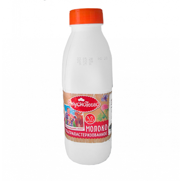 Молоко 3,2%  900мл ТМ Вкуснотеево бутылка Спутник Калуга
