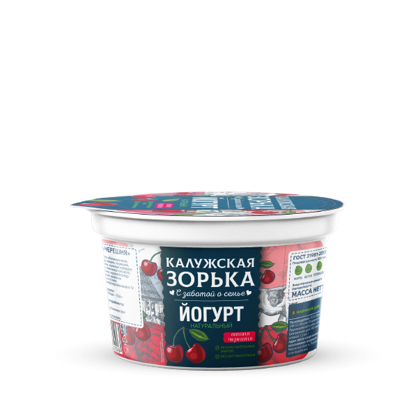 Йогурт "Калужская Зорька"  вишня-черешня 3,2-4% 125 гр Спутник Калуга