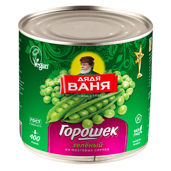 Горошек зеленый консервированный, ТМ Дядя Ваня 400 г Спутник Калуга