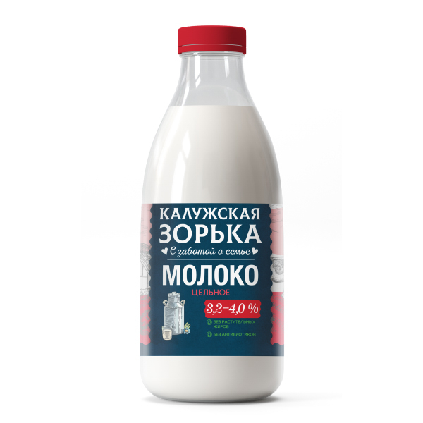 Молоко отборное 3,2-4% 0,9л Калужская зорька Спутник Калуга