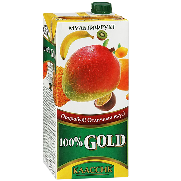 Напиток  сокосодержащий  100% Gold  1,93 л мультифрукт, персик-яблоко Спутник Калуга