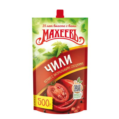 Кетчуп Махеев 500г дой пак ,чили