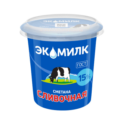 Сметана сливочная 15% 300г Экомилк