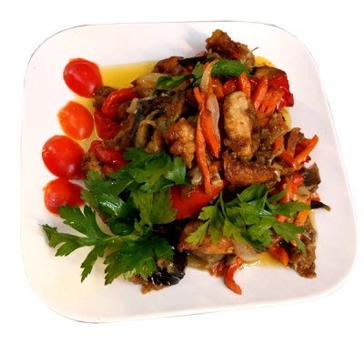 Курица с овощами в медовой заливке 100г
