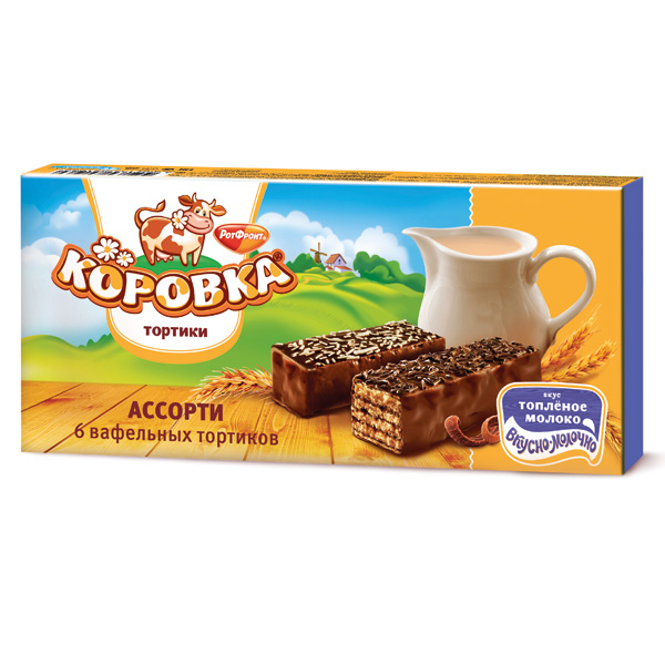 Торт вафельный Коровка Ассорти топленое молоко 180г Спутник Калуга