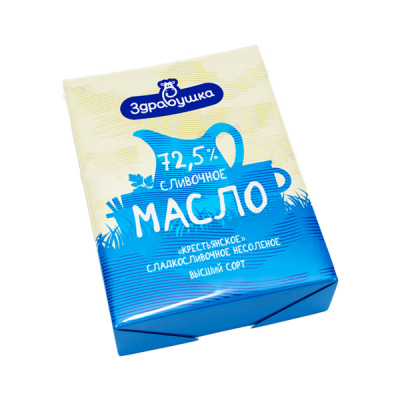 Масло сливочное 72,5% 180гр ТМ Здравушка