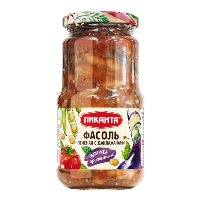 Фасоль печеная с баклажанами 470гр ТМ Пиканта