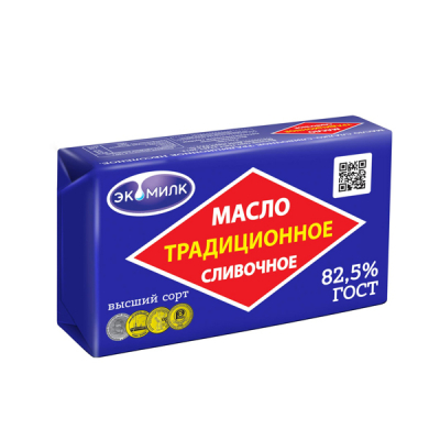 Масло сливочное традиционное 82,5% 160г ТМ Экомилк
