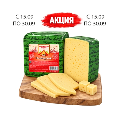 Сыр Голландский 45% 1кг ТМ Фестиваль сыров