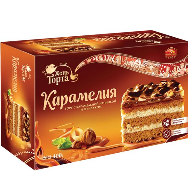Торт Карамелия карамель+фундук  660гр Черемушки Спутник Калуга